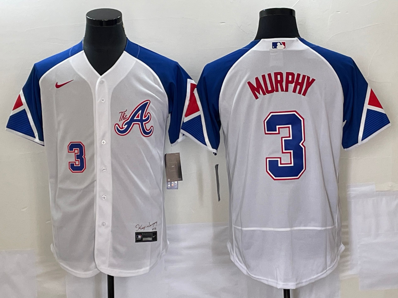 Men's Atlanta Braves #3 Dale Murphy White 2023 City Connect Flex Base Stitched Jersey